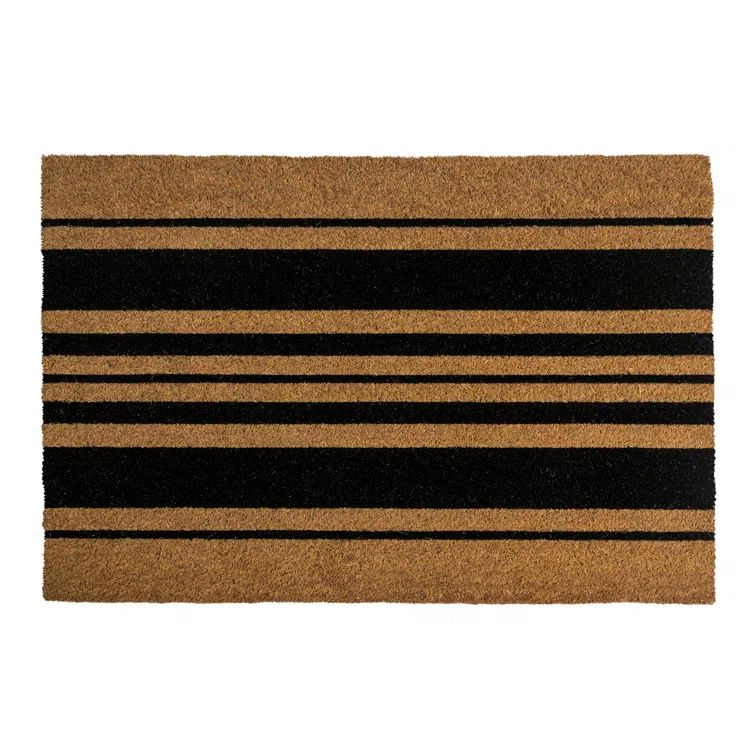 Black and Natural Coir Outdoor Doormat 24" x 36"
