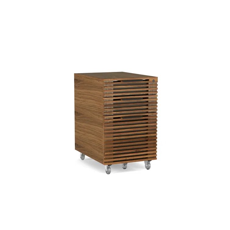 Natural Walnut Mobile 3-Drawer Lockable File Cabinet