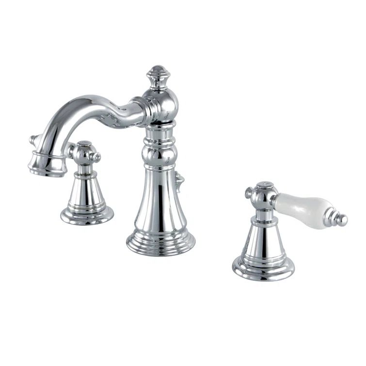 Polished Chrome Traditional Widespread Bathroom Faucet with Drain Assembly