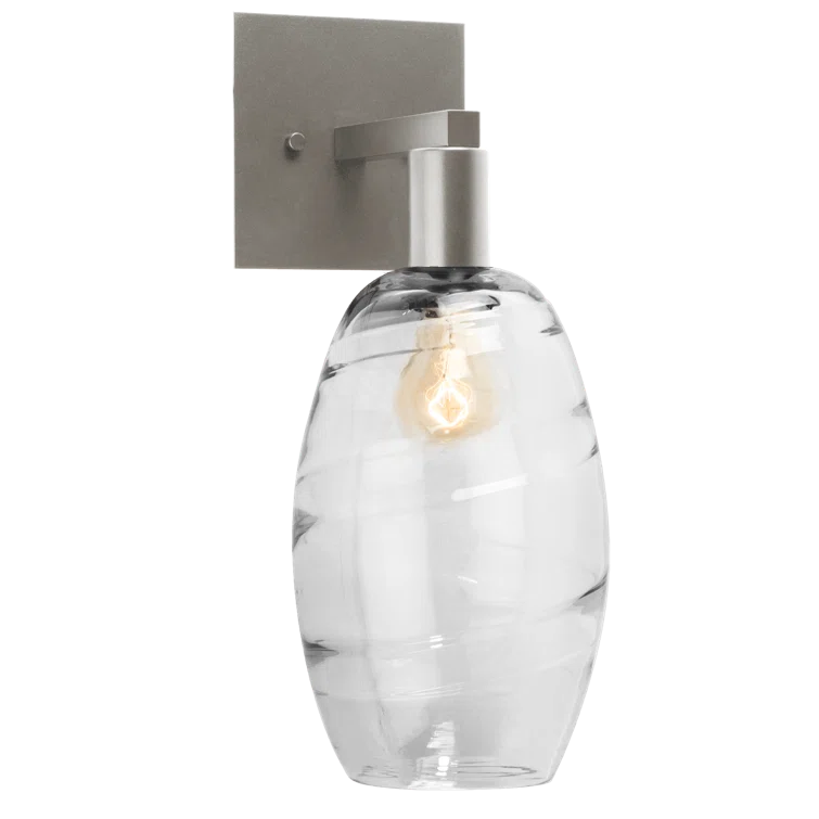 Ellisse 16" Hand-Blown Glass Silver Sconce