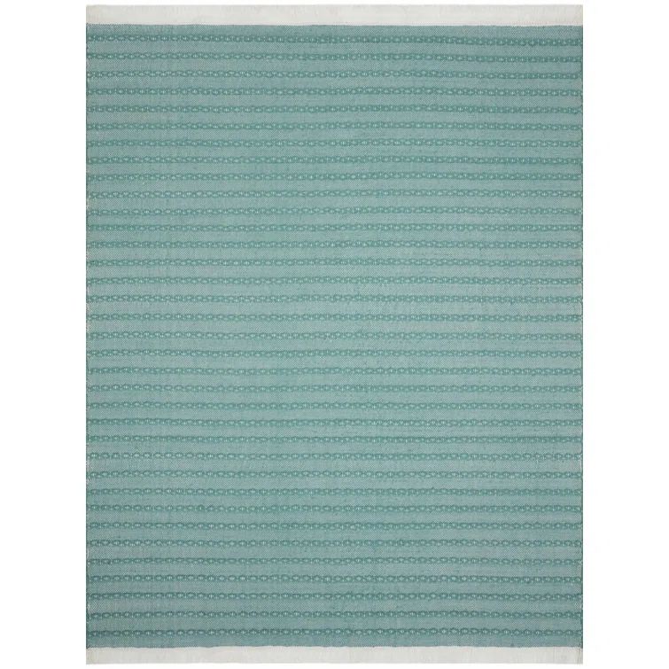 Rey Spa Natural Handmade Striped Flat Woven Wool & Synthetic Rug - 7'9" x 9'9"