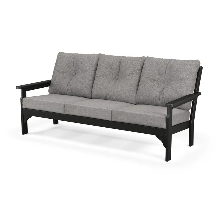Black and Grey Mist Plastic Three-Seat Deep Seating Sofa