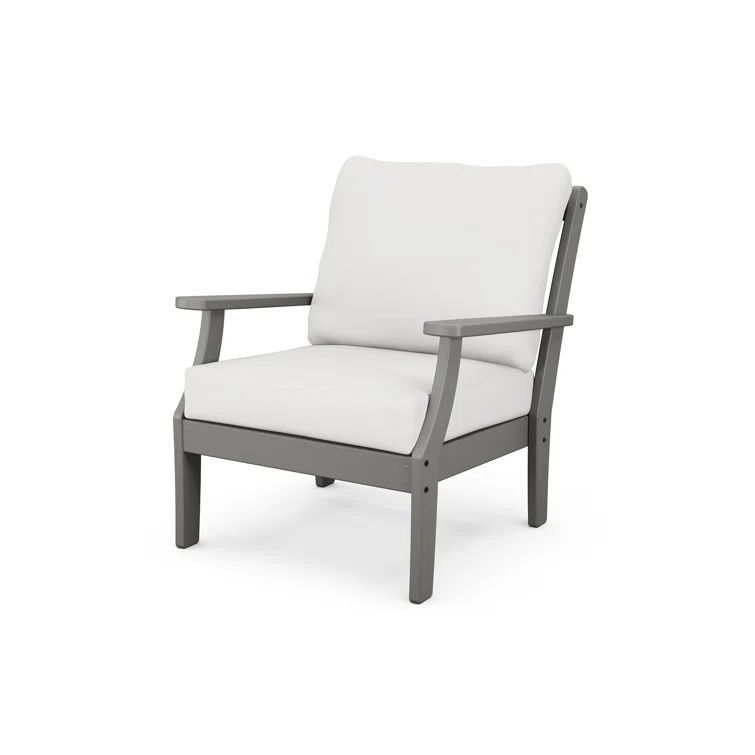 Stepping Stone Gray HDPE Frame Outdoor Chair with Off-White Cushions