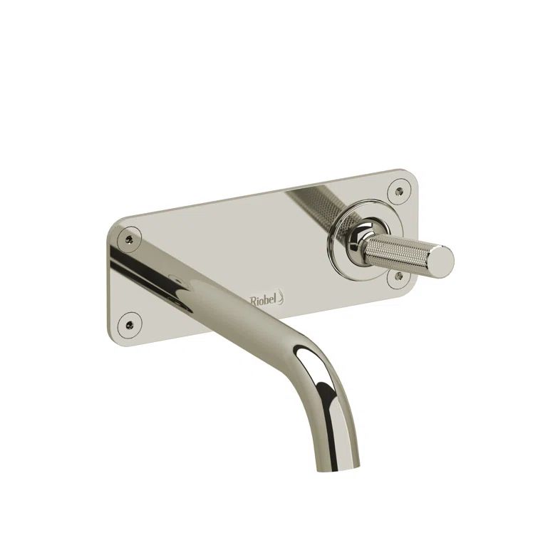 Polished Nickel Wall Mount Lavatory Faucet with Lever Handle