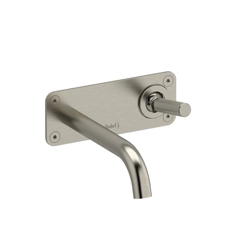 Brushed Nickel Wall Mounted Lever Handle Bathroom Faucet
