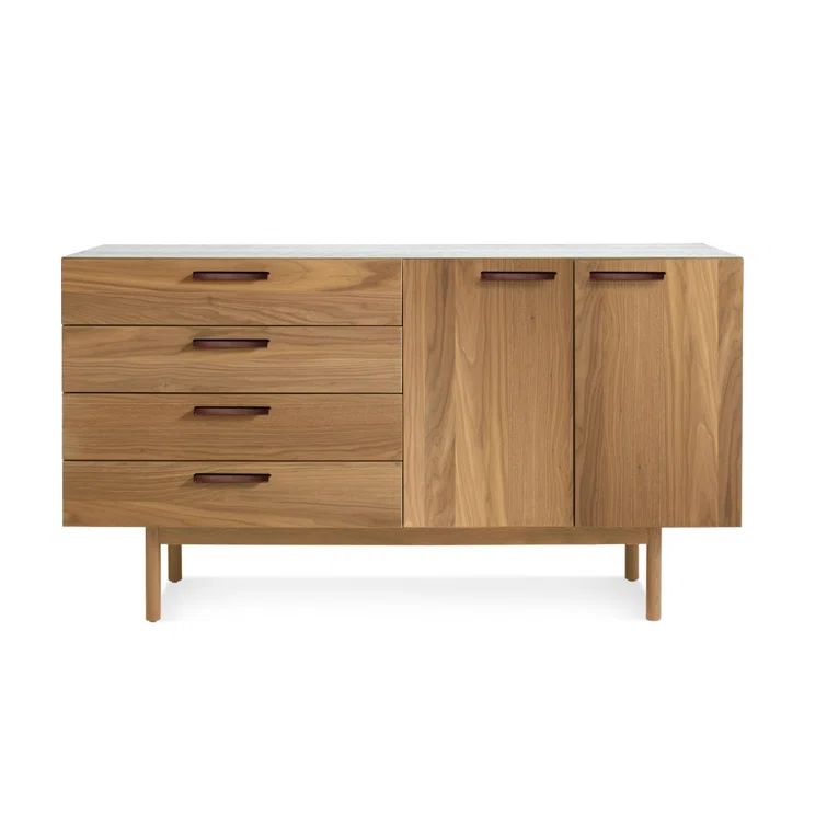 Walnut 66'' Sideboard with Leather Pulls