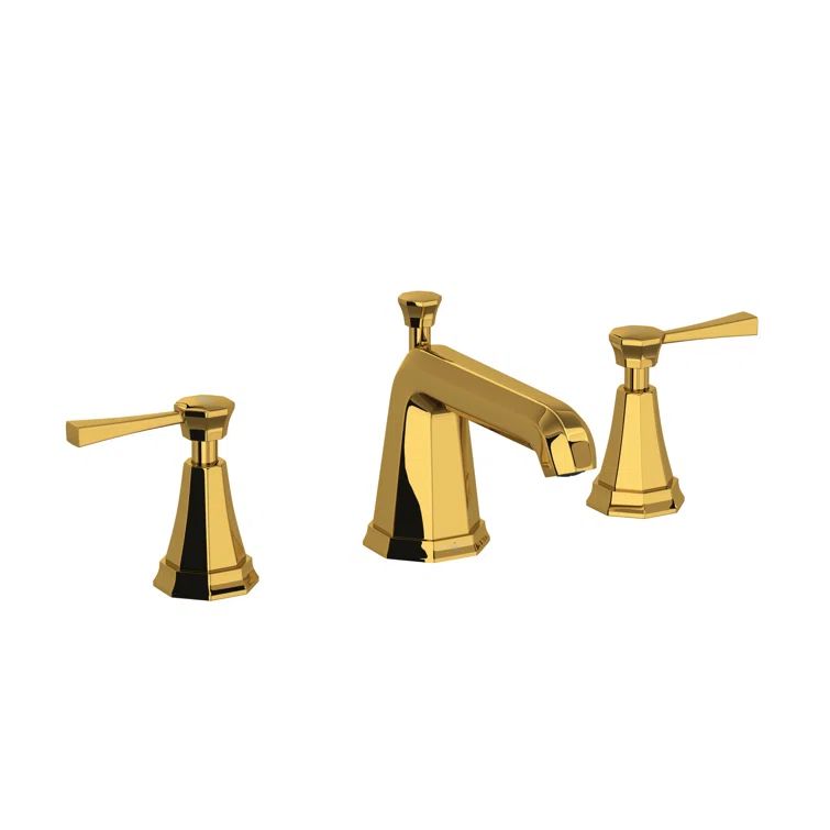 Deco Inspired Polished Nickel Brass Widespread Bathroom Faucet