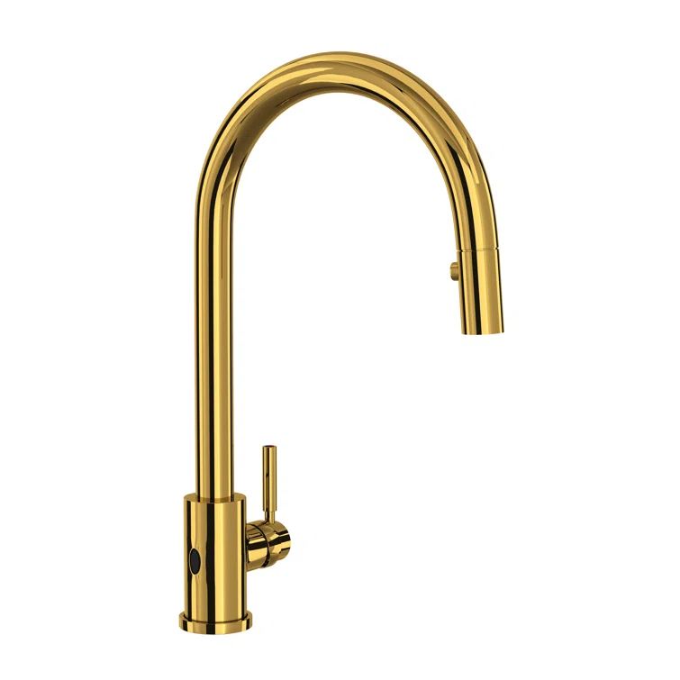 Modern Nickel Polished Brass Pull-Out Kitchen Faucet with Ceramic Disc Valve