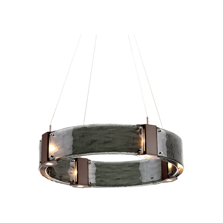 Smoke Granite and Bronze LED Ring Chandelier