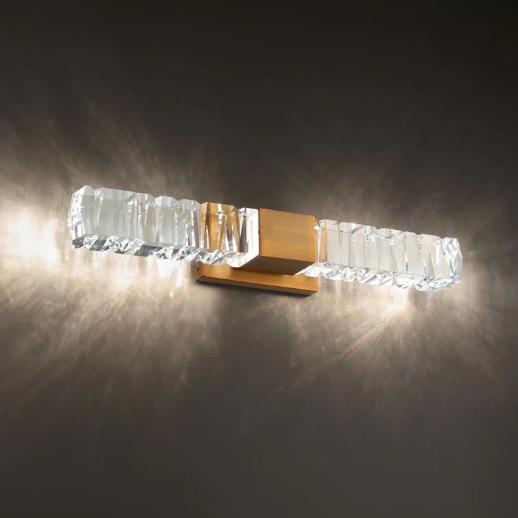 Aged Brass Juliet 2-Light LED Vanity Sconce with Crystal Accents
