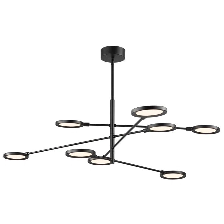 Matte Black 8-Light LED Geometric Chandelier