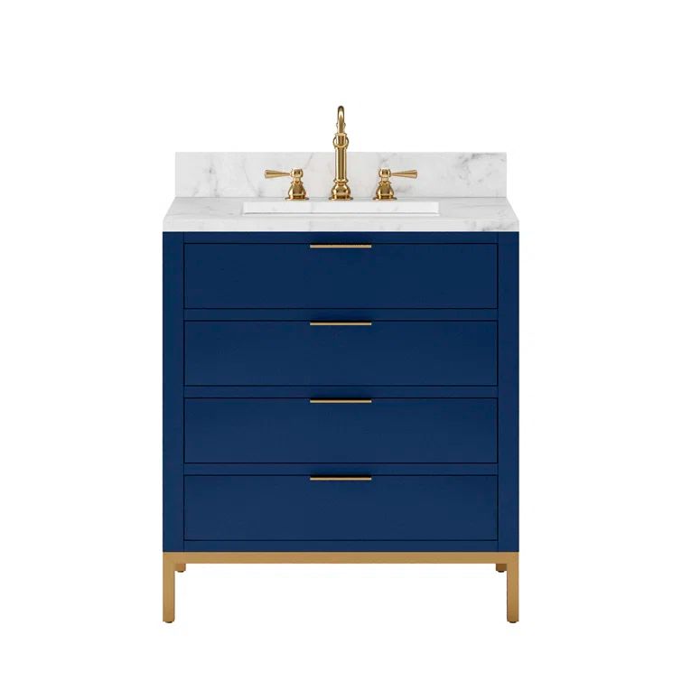 Bristol 30" Monarch Blue Single Sink Vanity with Carrara Marble Top