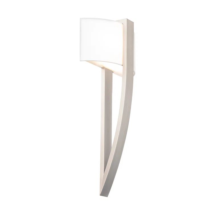 Elegant Brushed Nickel LED Sconce with Dimmable White Fabric Shade