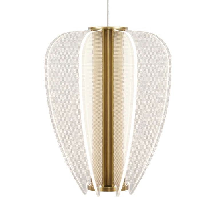 Mini Nyra LED Pendant in Plated Brass with Acrylic Petals
