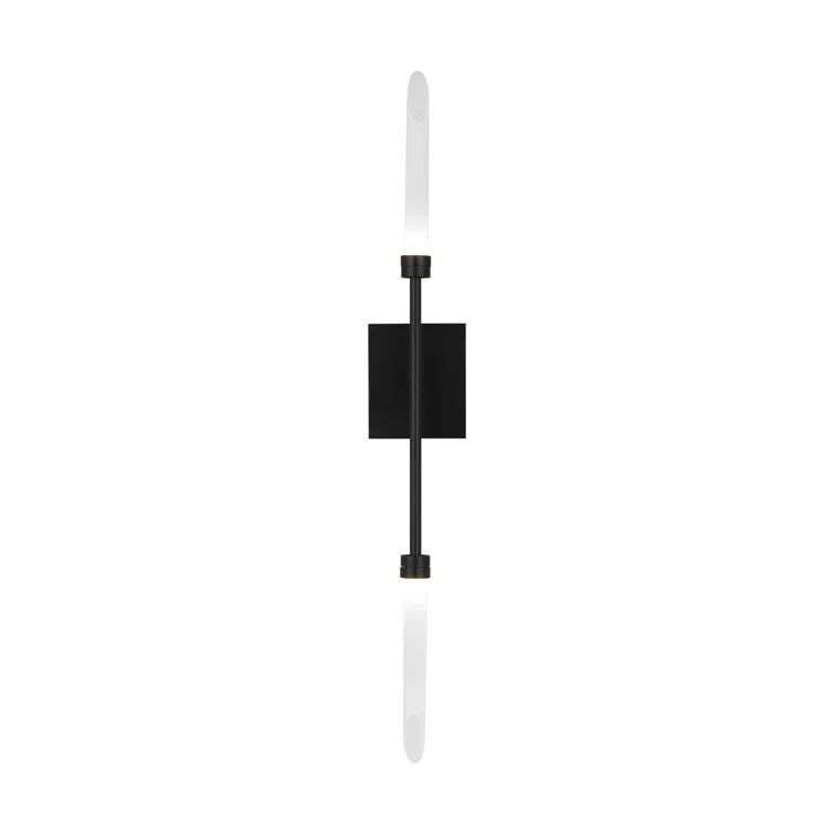 Matte Black Dual-Light LED Vanity Sconce with Glass Shades