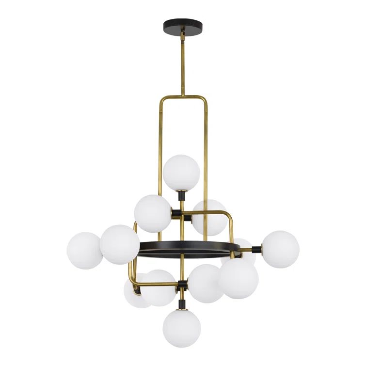 Elegant Viaggio Opal-Brass 12-Light Adjustable Chandelier