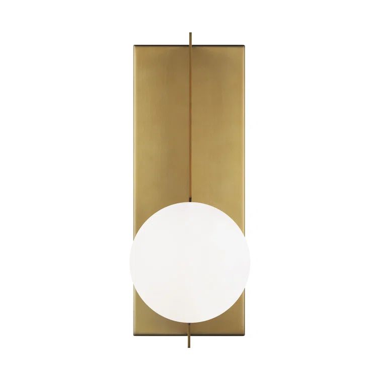 Orbel Mid-Century Modern Aged Brass and Black Glass Sconce