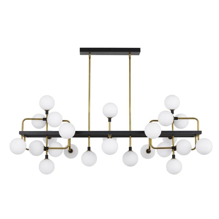 Brass and Opal Glass 25-Light Sputnik Chandelier