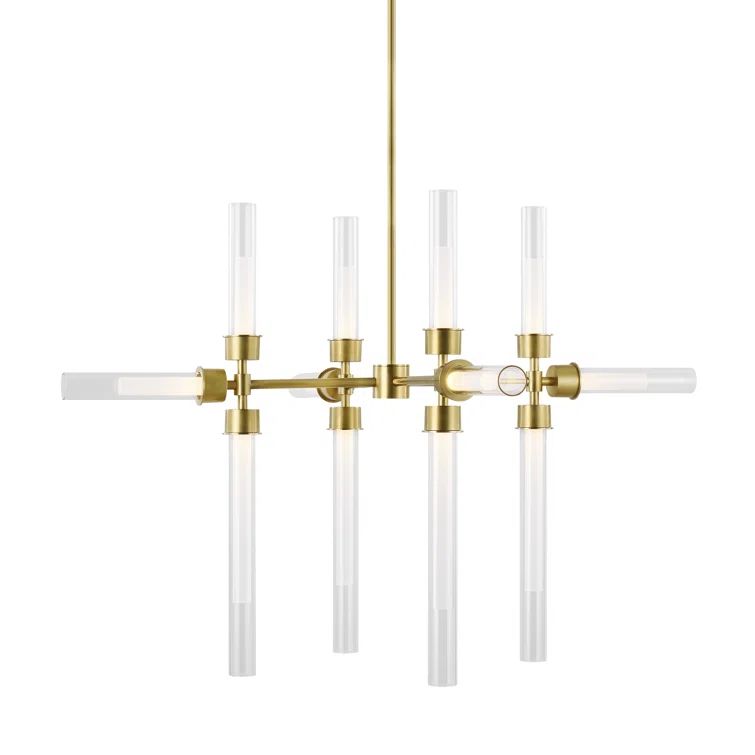 Luminous Elegance 12-Light LED Chandelier in Natural Brass