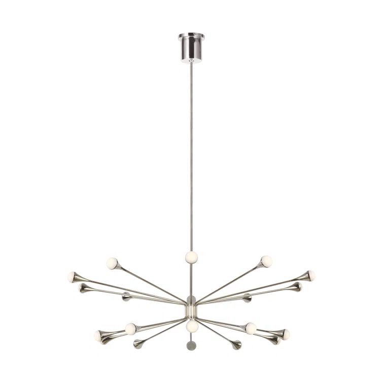 Lody Mid-Century Modern 20-Light Polished Nickel LED Chandelier