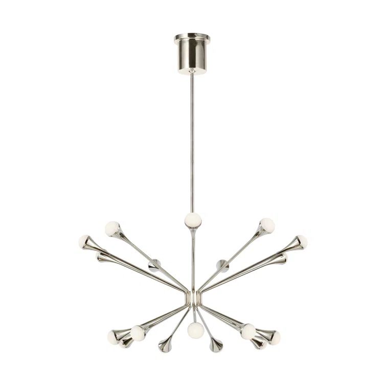 Polished Nickel 18-Light LED Chandelier with Orbed Diffusers