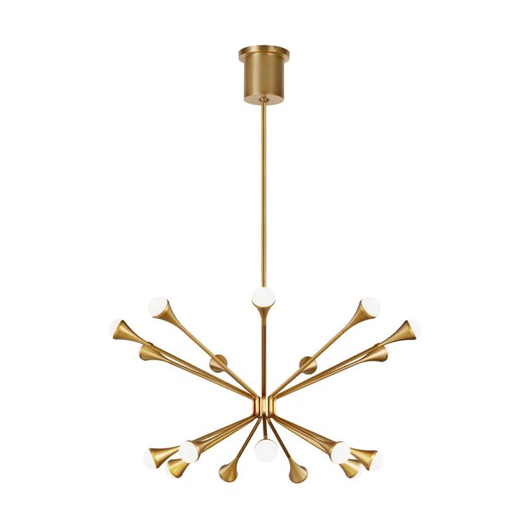 Aged Brass 18-Light LED Chandelier with Orbed Diffusers