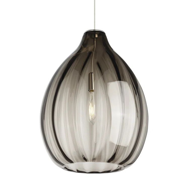 Harper Large Smoke Glass LED Pendant with Satin Nickel Finish