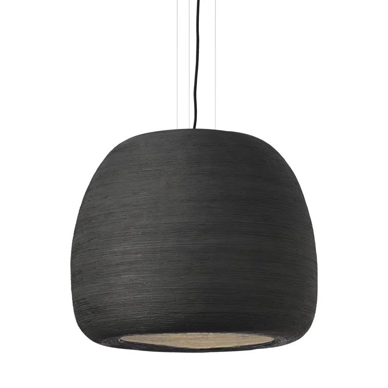 Black Ceramic LED Pendant Light with Textured Shade