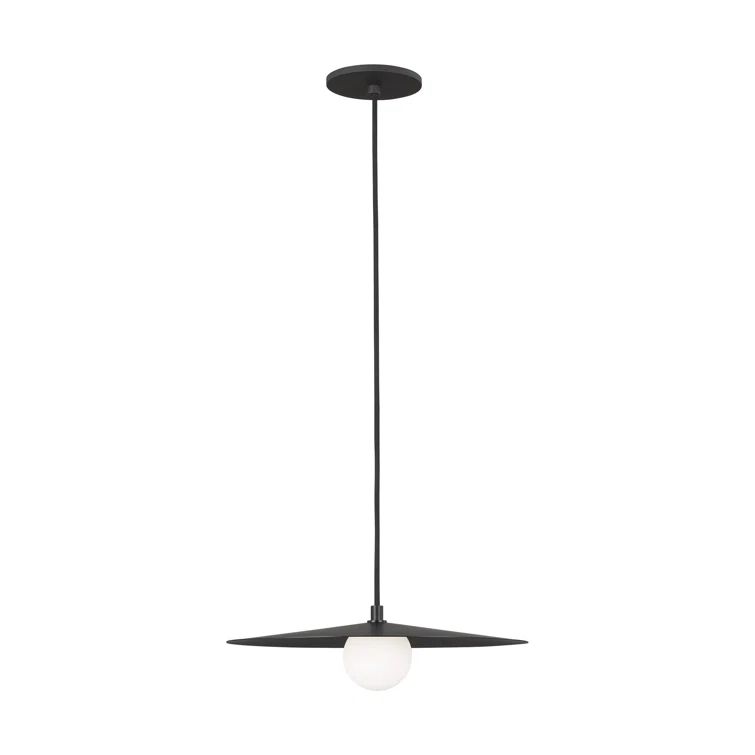Matte Black Mid-Century Modern 22" LED Globe Pendant with Frosted Glass