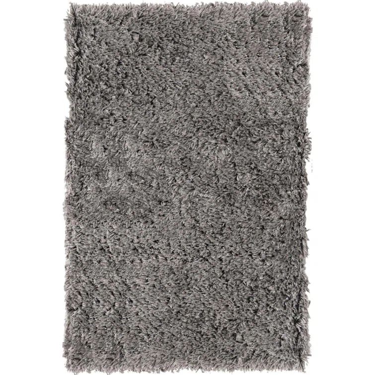 Slate Gray Synthetic Shag Rectangular Indoor Rug 2' x 3'