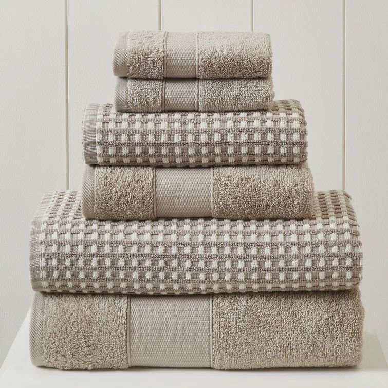 Flax 6-Piece Cotton Jacquard and Terry Towel Set