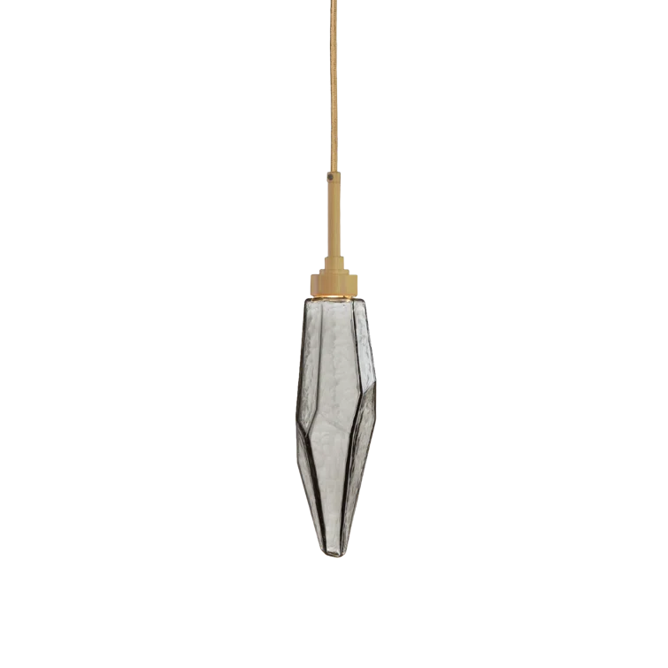 Gilded Brass Rock Crystal Mini LED Pendant in Matte Black