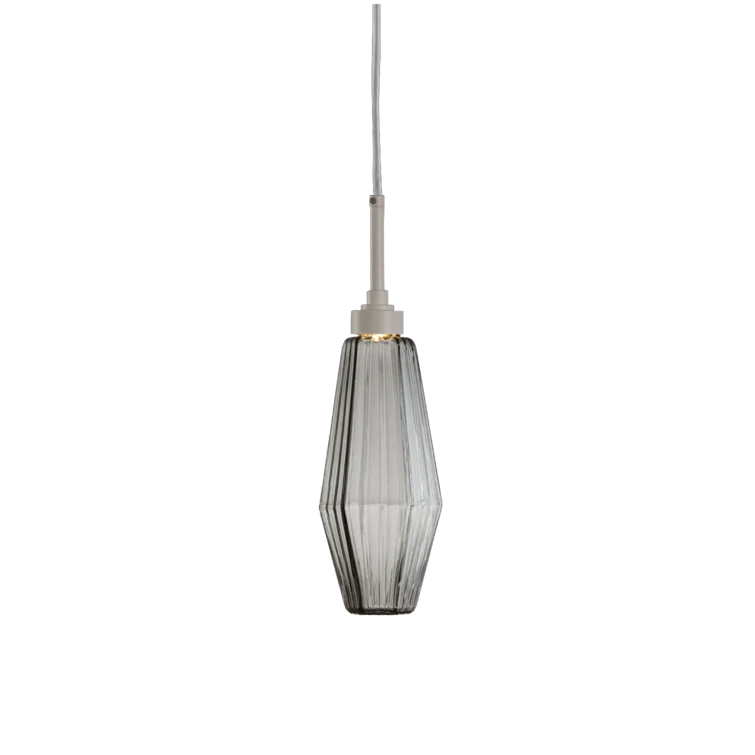 Aalto Mini Drum Island Pendant Light in Optic Rib Smoke and Metallic Beige Silver