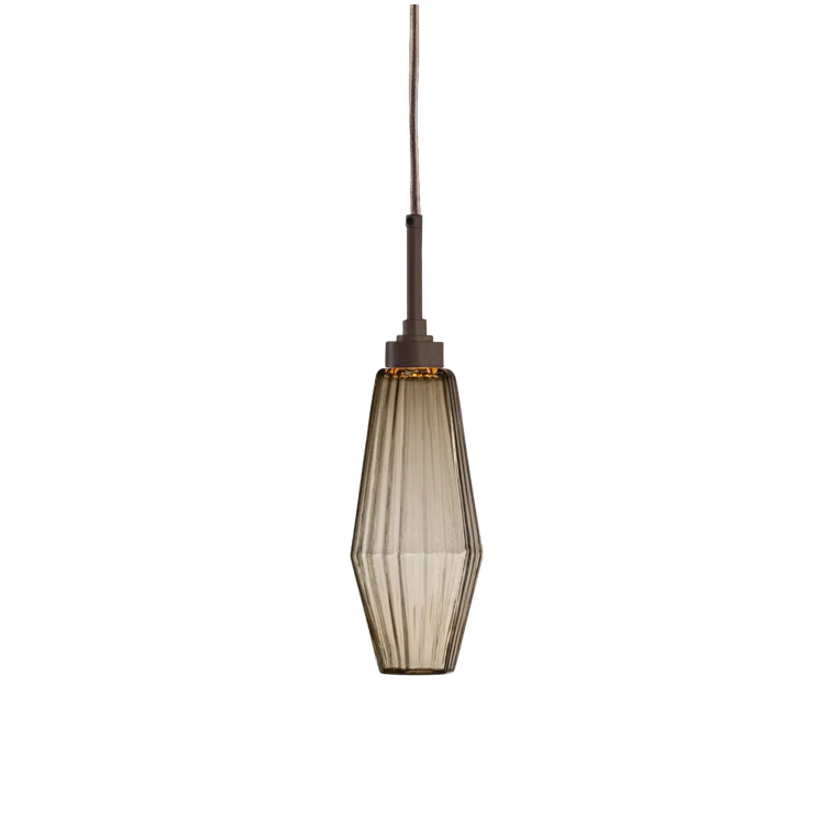 Aalto Mini Abstract Pendant Light in Flat Bronze with Handblown Glass