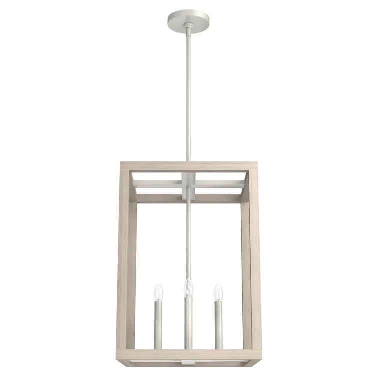 Brushed Nickel and Bleached Wood 15" LED Pendant Light