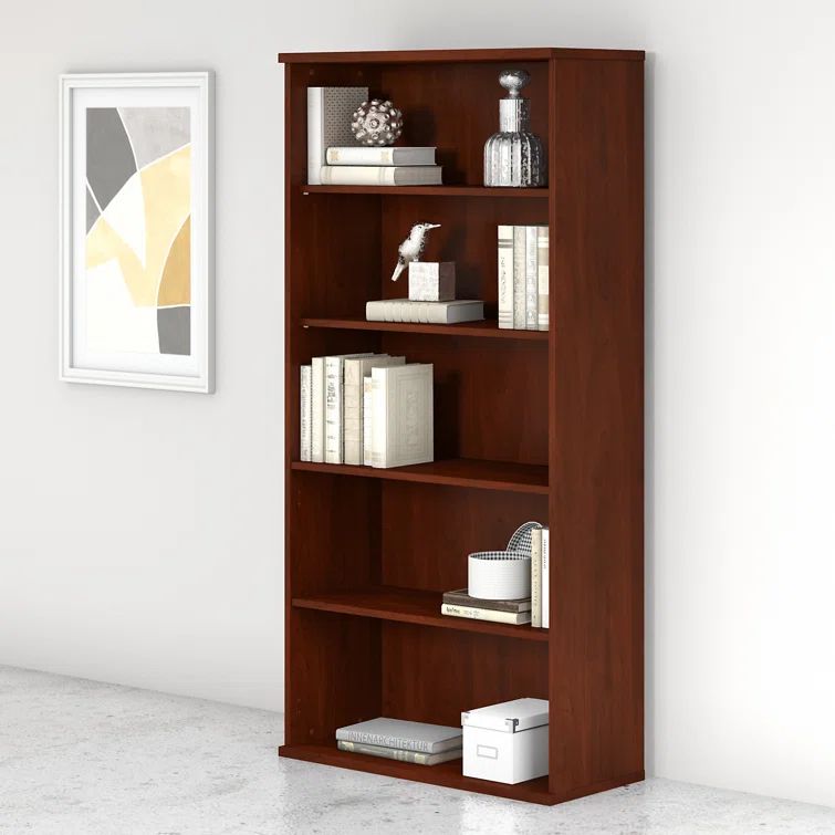 Hansen Cherry 73" Adjustable 5-Shelf Wooden Bookcase