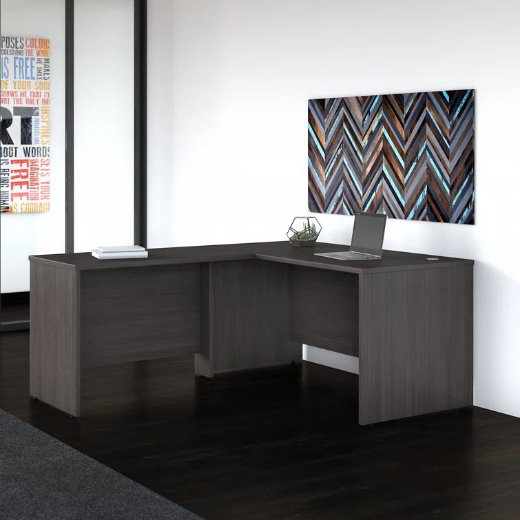 Storm Gray L-Shaped Corner Desk with Return