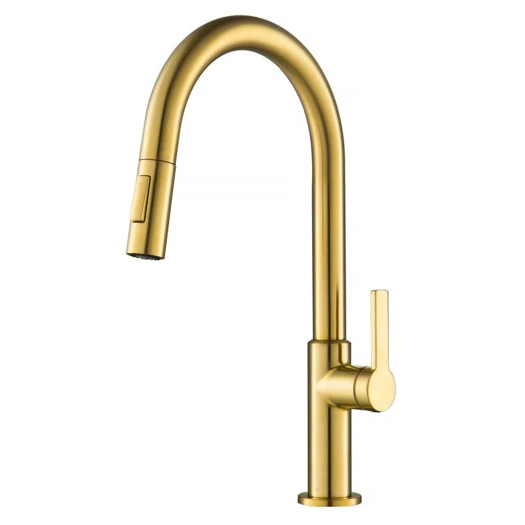 Brushed Brass Single Handle Pull Down Kitchen Faucet