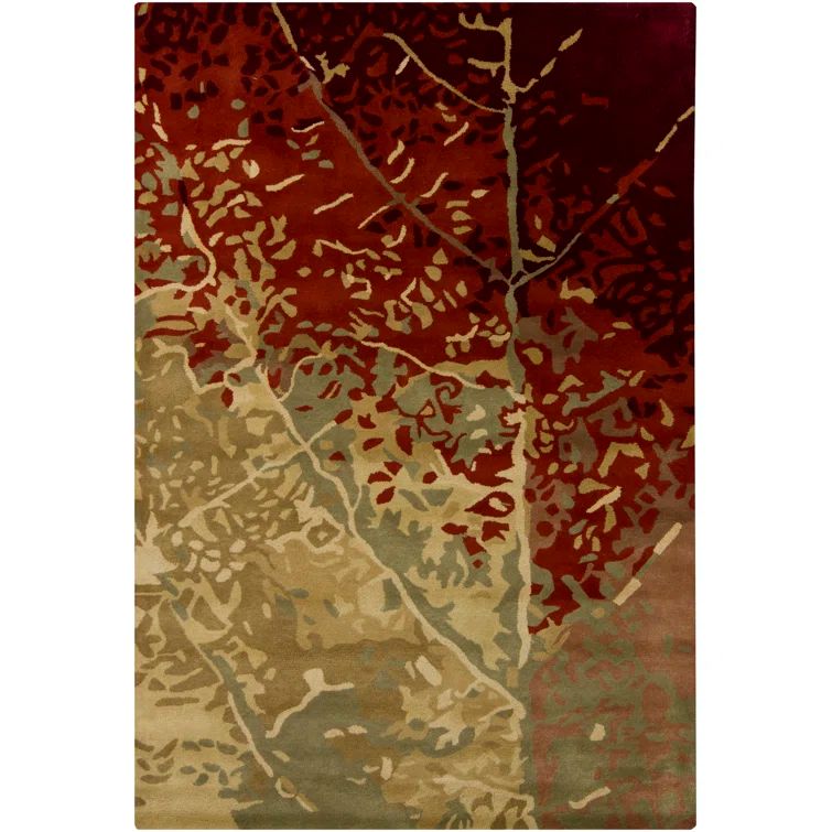 Nirvana Red and Beige Hand-Tufted Wool Rug 5' x 7'