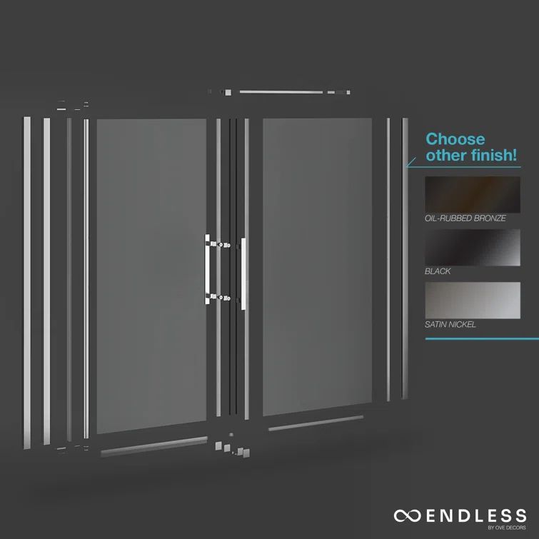 Endless Pasadena Frameless Chrome Shower Kit with Tempered Glass Panels