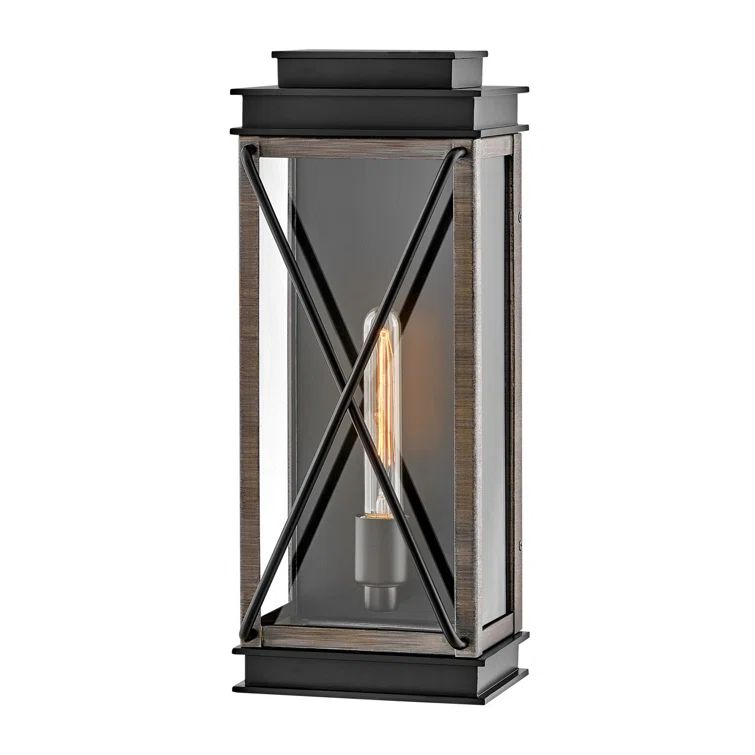 Montecito Modern Elegance 1-Light Outdoor Wall Lantern in Black with Clear Glass