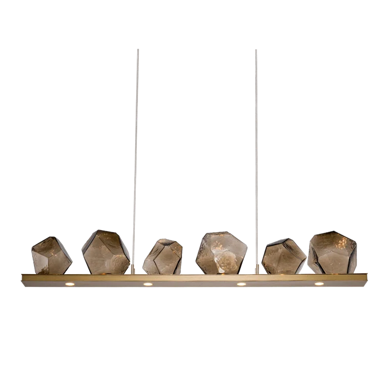 Gem 10-Light Bronze Glass and Brass Island Pendant