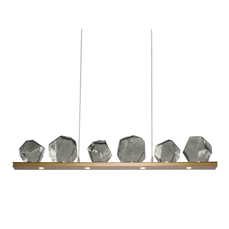 Gem Blown Glass 44" LED Linear Chandelier in Gilded Brass