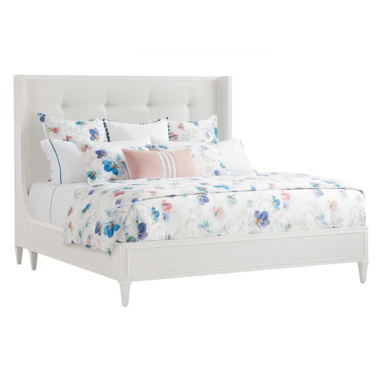 Arlington Queen White Tufted Upholstered Bed with Wood Frame