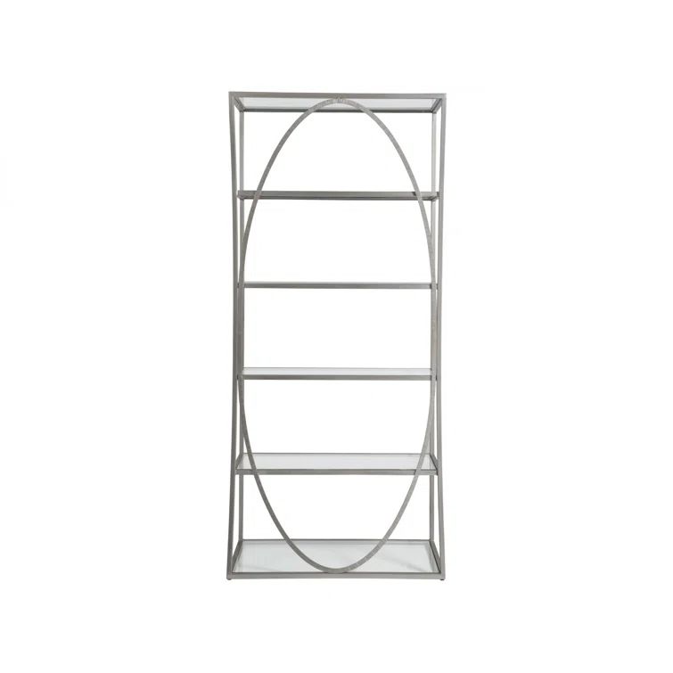 Gray Iron and Glass Transitional Etagere with 5 Shelves