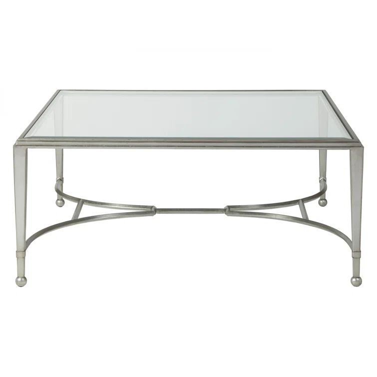 Silver Square Metal and Glass Cocktail Table