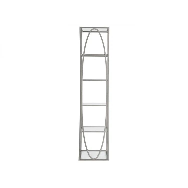 Slim Silver Iron and Glass 5-Shelf Etagere