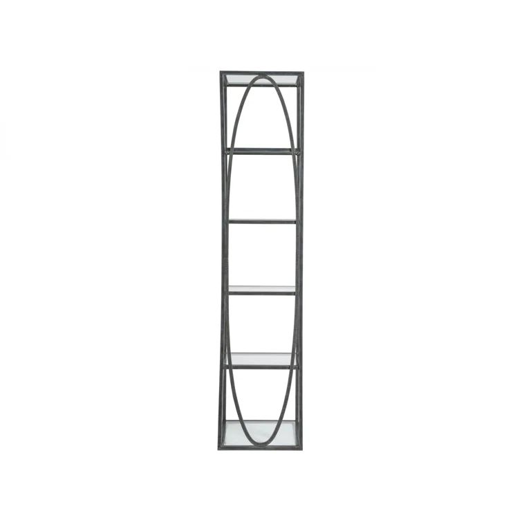 St. Laurent Black Metal Elliptical Slim Etagere, 80" Tall