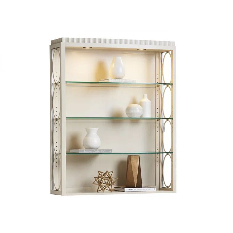 White Adjustable Glass Shelf Display Cabinet