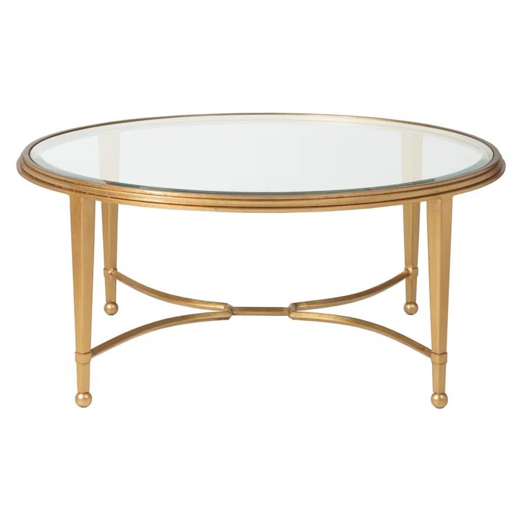 Argento Gold Leaf 42" Round Metal & Glass Cocktail Table